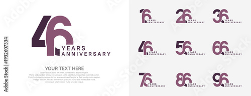 Anniversary logo set vector design, purple color for celebration event