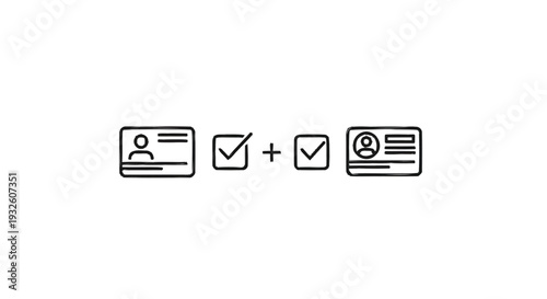 Identity Verification Process with Checkmarks and ID Cards.
