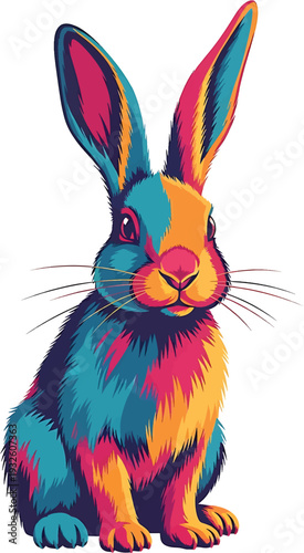 Vibrant Abstract Rabbit Portrait with Colorful Fur.