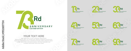Anniversary logo set vector design, green color for celebration event