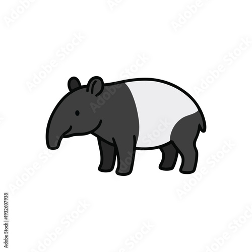 cute color full illustration of tapir