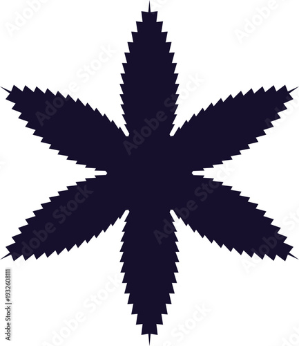 Stylized dark blue cannabis leaf against a plain white background