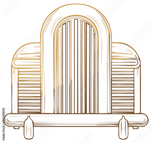 Classic retro jukebox line art illustration vintage music player entertainment device