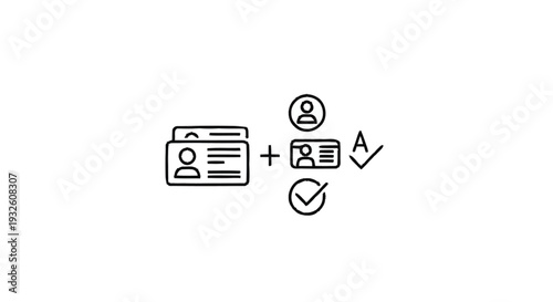 Identity Verification Process with Document and Approval Icons.
