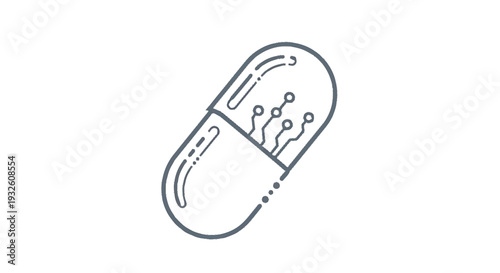 Digital Pill Icon Representing Future Medicine Technology.