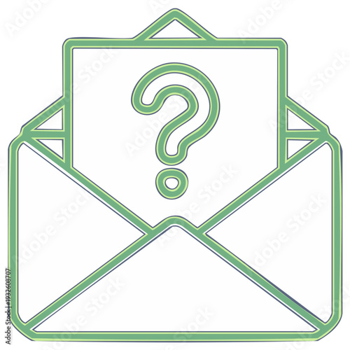 Open envelope with question mark icon symbolizing inquiry or uncertainty in communication