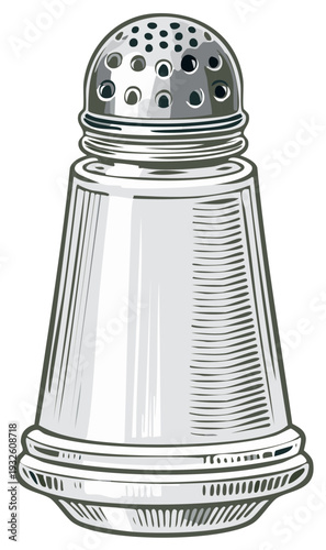 Illustration of Metal Salt Shaker for Dining Table Service and Kitchen Use