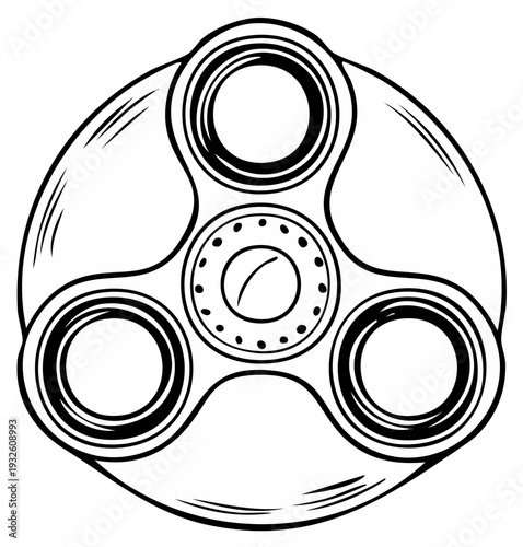 Hand spinner toy illustration, doodle style