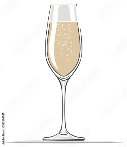 Elegant Champagne Flute Filled with Sparkling Wine Illustration Celebration Toast Drink