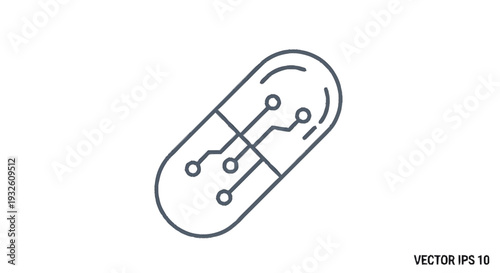 Digital Pill Icon Representing Future Medicine Technology.