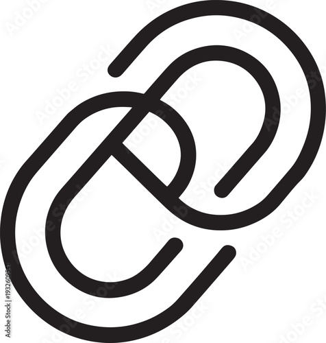 Interlocking chain link symbol with bold black strokes for connection and security concepts