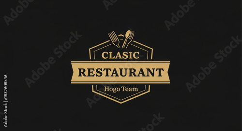 Elegant Classic Restaurant Logo Design with Golden Accents and Text.