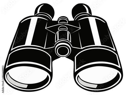 Symmetrical Black and White Binoculars Vector Illustration for Exploration and Discovery