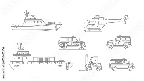 Transportation Collection: A curated collection of diverse transportation vehicles, each meticulously drawn, representing a variety of modes and uses.