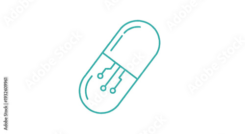 Digital Pill Icon Representing Future Medicine Technology.