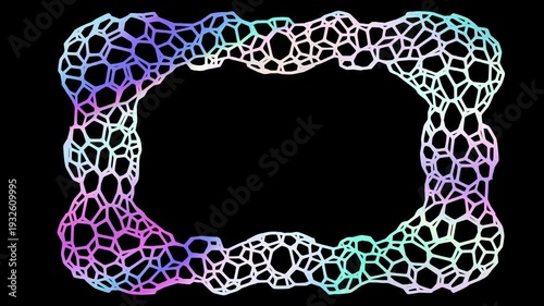 Animated decorative mesh frame with gradient pink-purple-blue mesh mesh. Abstract organic animation of the frame.