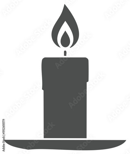 Simple silhouette icon of a burning candle with a flame for memorial or spiritual themes
