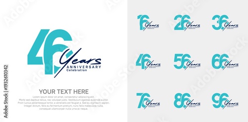 Anniversary logo set vector design, blue and black color for celebration event