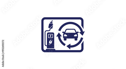 Electric Vehicle Charging Station and Car Icon.