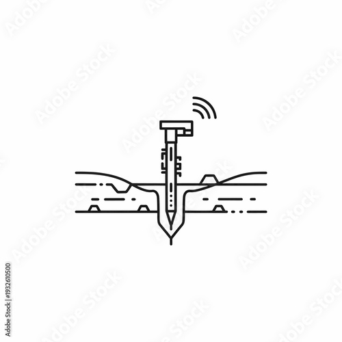 A futuristic illustration shows a smart nail, embedded in the earth, transmitting a signal. This innovative concept blends technology and the natural world.