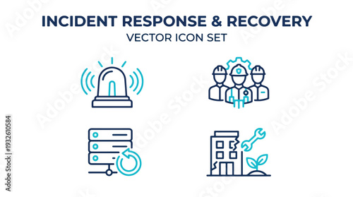 Incident Response Recovery Vector Icons Emergency Alert Teamwork