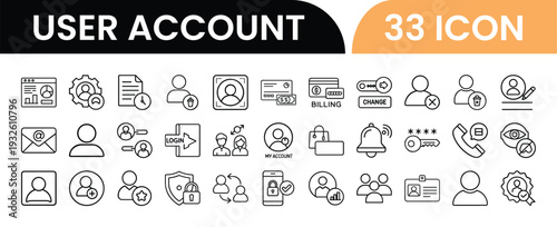 User Account Management Icons Collection for Web and Mobile Applications