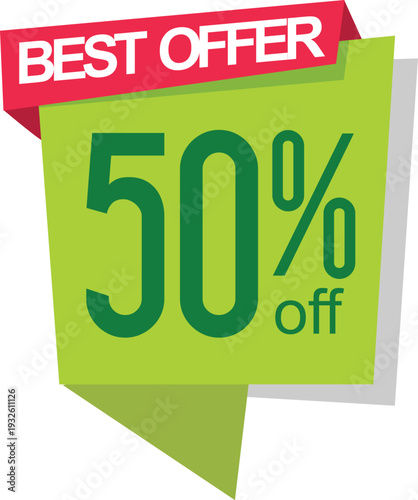 Discount offer banner with fifty percent off