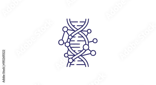 DNA Double Helix Structure with Molecular Connections Icon.