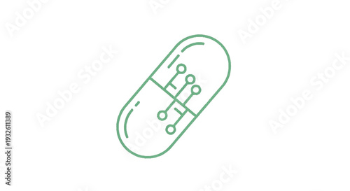 Digital Pill Icon Representing Future Medicine Technology.