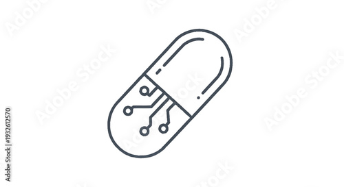 Digital Pill Icon Representing Future Medicine Technology.