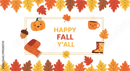 Set of fall icons and illustrations vector