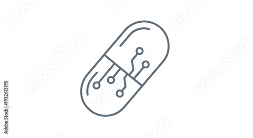 Digital Pill Icon Representing Future Medicine Technology.