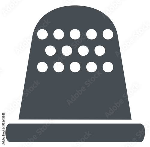 Isolated sewing thimble protects fingers during needlework crafting