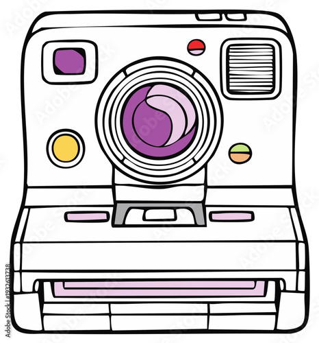 Retro Instant Camera with Colorful Lens and Flash