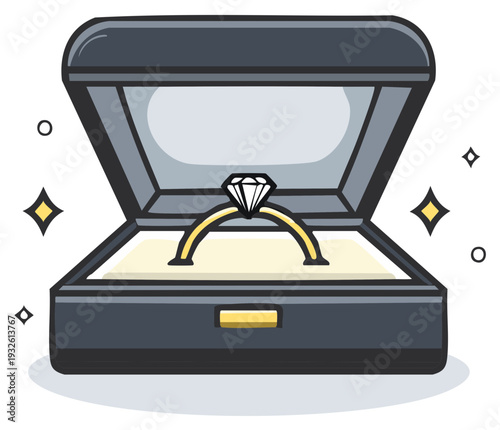 Diamond Ring in Gift Box, Wedding Engagement Promise Jewelry