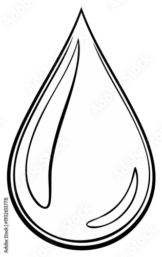 Isolated single water drop outline illustration for graphic design and decoration applications symbolizing purity and nature