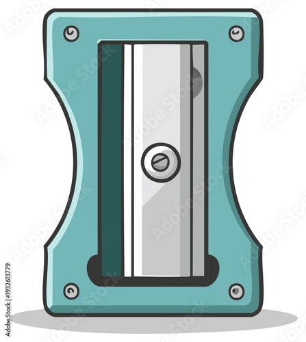 Blue manual pencil sharpener isolated cartoon vector illustration for school supplies