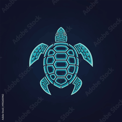 Stylized Neon Turtle Illustration on Dark Background.
