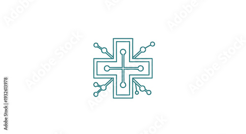 Digital Cross Symbol with Circuit Board Elements.