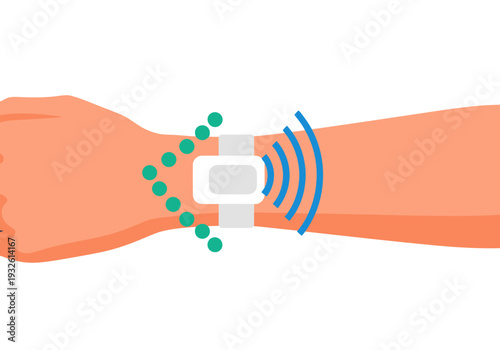 A stylized graphic depicts a bio sensor patch transmitting data from a wrist to a hand, showcasing advanced health monitoring technology. Modern, vibrant, and informative.