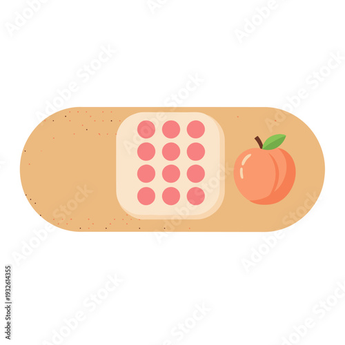 A stylized patch depicting hormone therapy with an apple icon. Modern, flat design illustration for medical concepts. Clean, bright, and visually appealing.