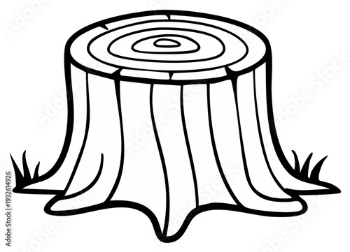 Tree Stump Line Art Forest Wood Logging Ring Growth Illustration