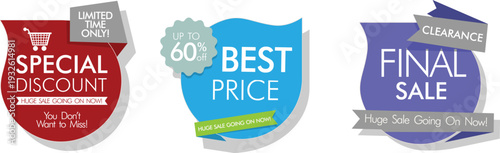 Collection of promotional sale badges for online shopping