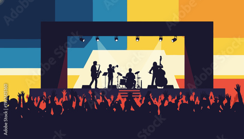 Celebrating Jazz Appreciation Month with Live Music Performance on Stage in Front of Enthusiastic Audience