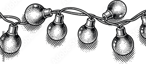 String Lights OrnamentationVintage Bulb Garland IllustrationGraphic Design