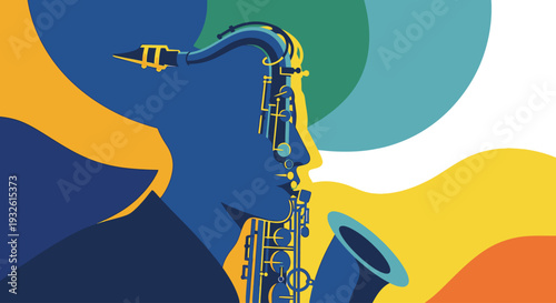 Celebrating Jazz Appreciation Month with a Saxophonist in Profile View against Vibrant Colors