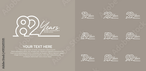 Anniversary logo set vector design, white color for celebration event