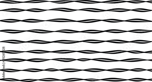 Abstract braided wavy line pattern with smooth flowing curves, minimal black ink vector texture background ideal for modern design, textile, and creative graphic projects