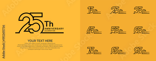Anniversary logo set vector design, black color for celebration event
