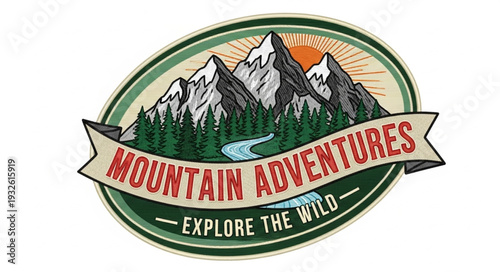 Mountain Adventures Logo Depicting Majestic Peaks and Wilderness Exploration.